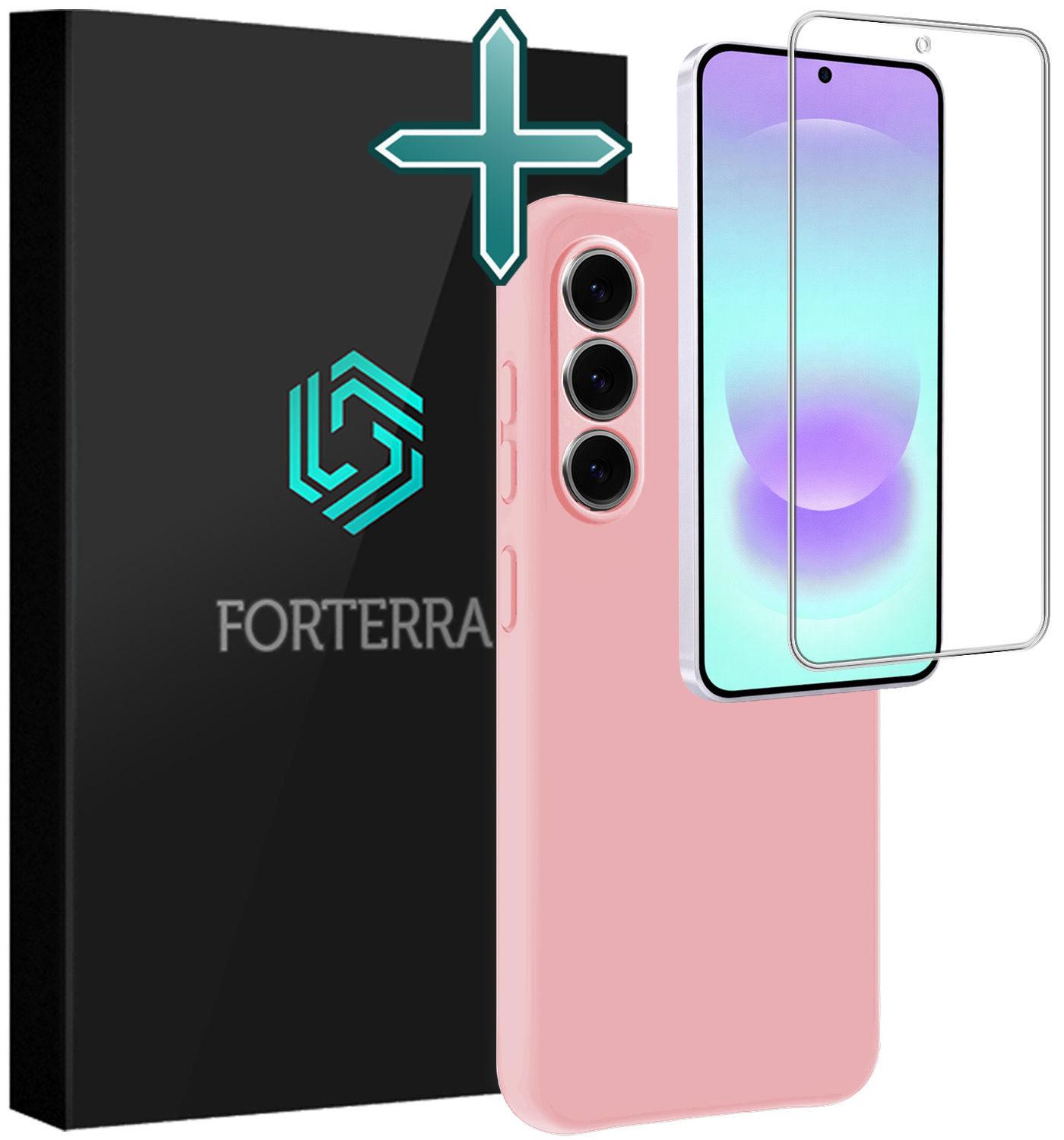 Forterra Forterra Samsung Galaxy A37 Hoesje Siliconen Met Screenprotector - Lichtroze