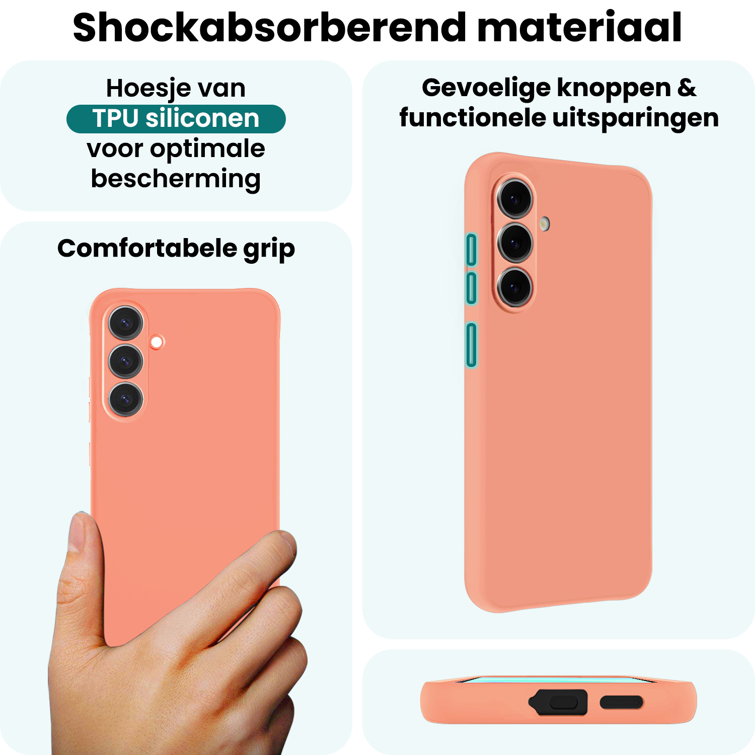 Forterra Forterra Samsung Galaxy A37 Hoesje Siliconen Met Screenprotector - Perzik