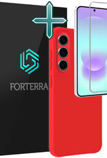 Forterra Forterra Samsung Galaxy A37 Hoesje Siliconen Met Screenprotector - Rood