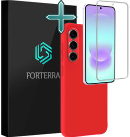 Forterra Forterra Samsung Galaxy A37 Hoesje Siliconen Met Screenprotector - Rood