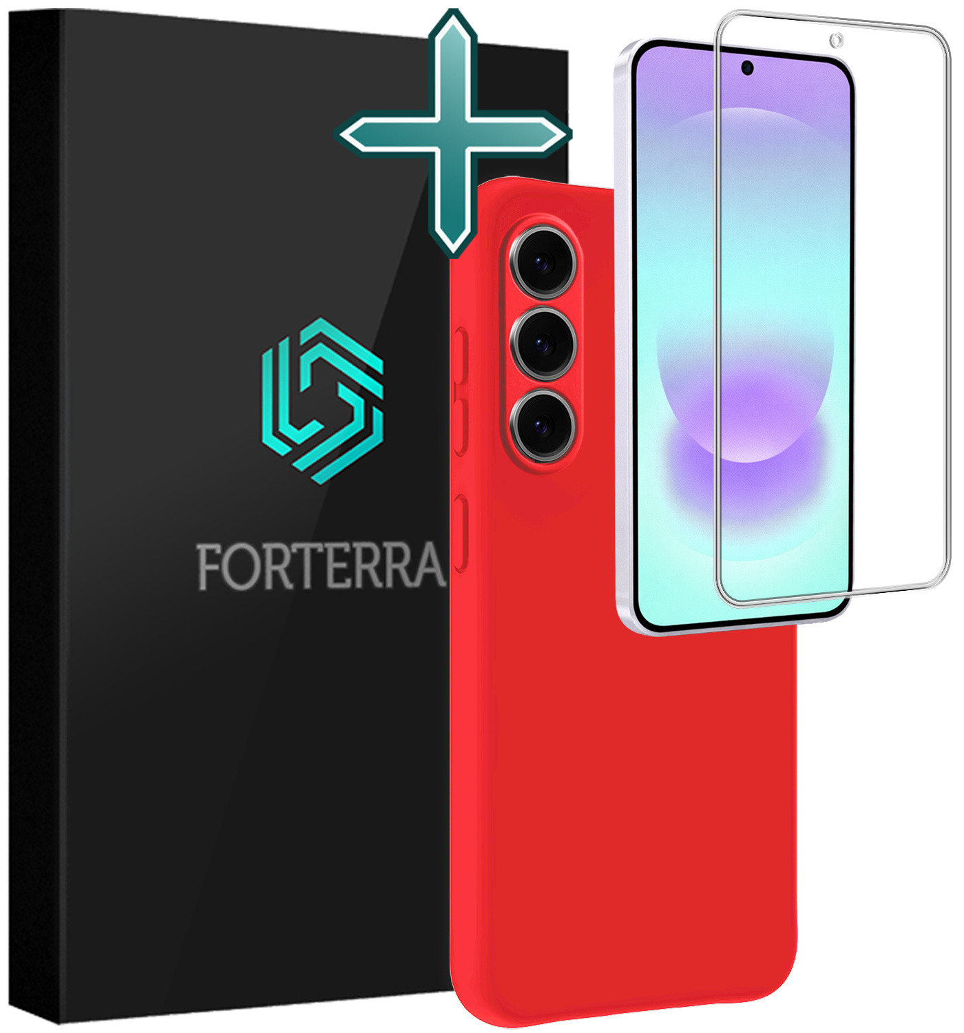 Forterra Forterra Samsung Galaxy A37 Hoesje Siliconen Met Screenprotector - Rood
