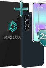 Forterra Forterra Samsung Galaxy A37 Hoesje Siliconen Met 2x Screenprotector - Donkerblauw
