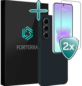 Forterra Forterra Samsung Galaxy A37 Hoesje Siliconen Met 2x Screenprotector - Donkerblauw