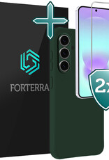 Forterra Forterra Samsung Galaxy A37 Hoesje Siliconen Met 2x Screenprotector - Donkergroen