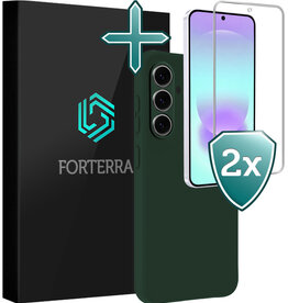 Forterra Forterra Samsung Galaxy A37 Hoesje Siliconen Met 2x Screenprotector - Donkergroen