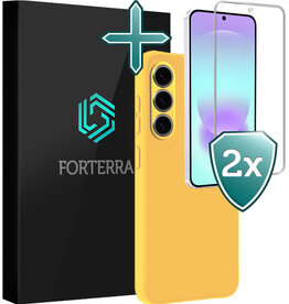 Forterra Forterra Samsung Galaxy A37 Hoesje Siliconen Met 2x Screenprotector - Geel