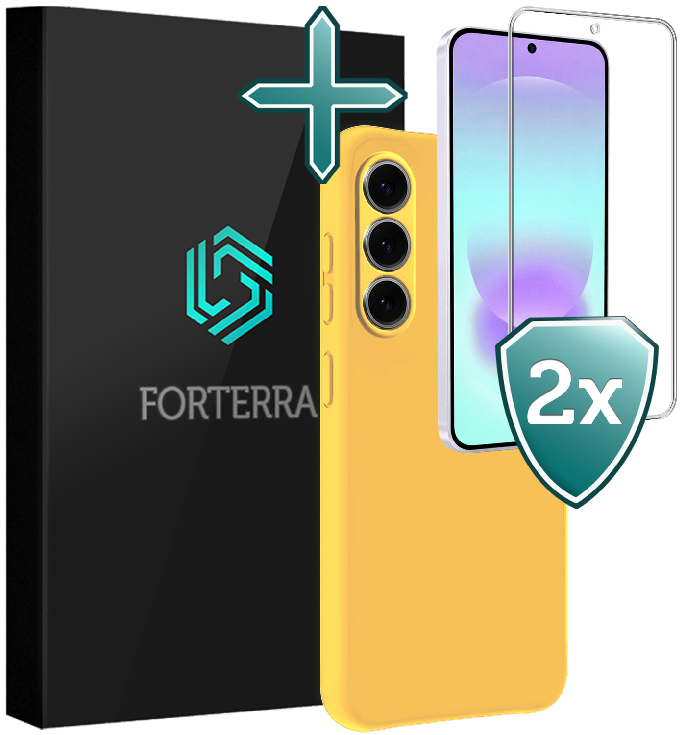 Forterra Forterra Samsung Galaxy A37 Hoesje Siliconen Met 2x Screenprotector - Geel