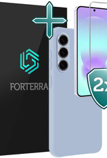 Forterra Forterra Samsung Galaxy A37 Hoesje Siliconen Met 2x Screenprotector - Lichtblauw