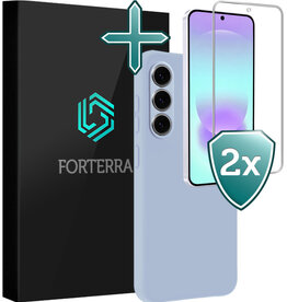 Forterra Forterra Samsung Galaxy A37 Hoesje Siliconen Met 2x Screenprotector - Lichtblauw