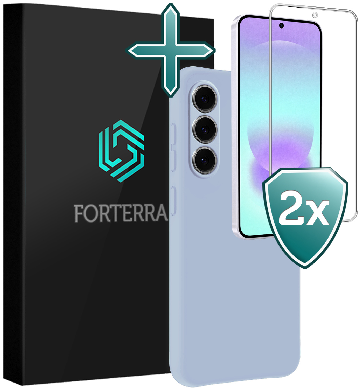 Forterra Forterra Samsung Galaxy A37 Hoesje Siliconen Met 2x Screenprotector - Lichtblauw