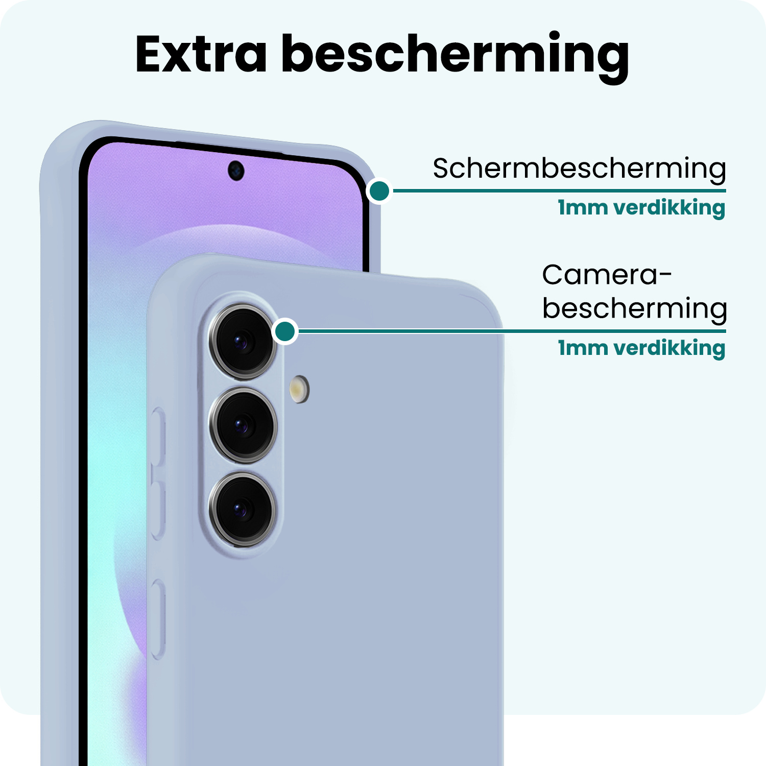 Forterra Forterra Samsung Galaxy A37 Hoesje Siliconen Met 2x Screenprotector - Lichtblauw