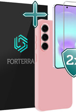 Forterra Forterra Samsung Galaxy A37 Hoesje Siliconen Met 2x Screenprotector - Lichtroze