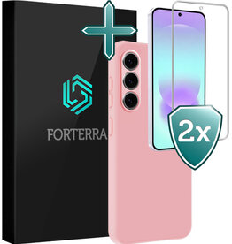 Forterra Forterra Samsung Galaxy A37 Hoesje Siliconen Met 2x Screenprotector - Lichtroze
