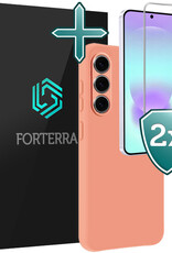 Forterra Forterra Samsung Galaxy A37 Hoesje Siliconen Met 2x Screenprotector - Perzik
