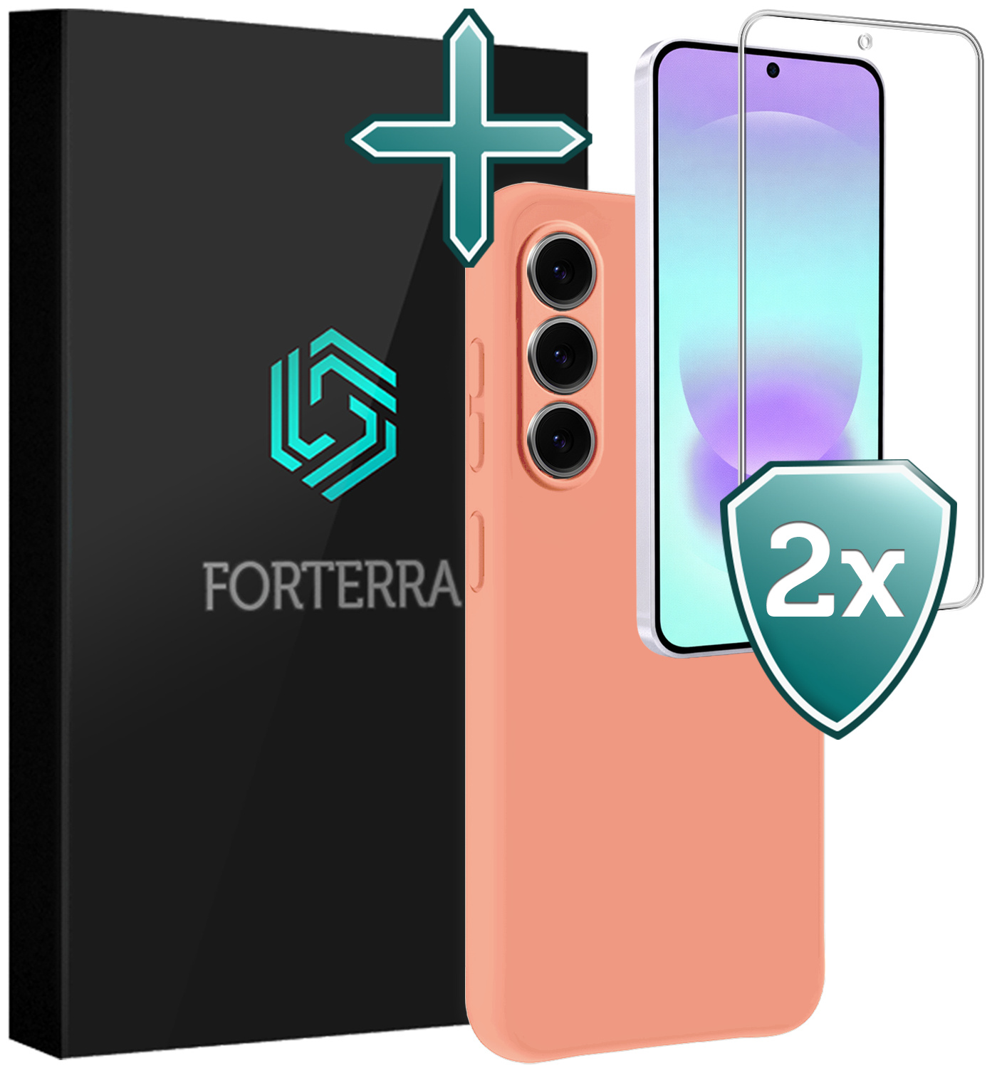 Forterra Forterra Samsung Galaxy A37 Hoesje Siliconen Met 2x Screenprotector - Perzik