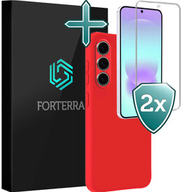 Forterra Forterra Samsung Galaxy A37 Hoesje Siliconen Met 2x Screenprotector - Rood