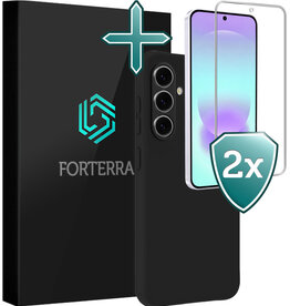 Forterra Forterra Samsung Galaxy A37 Hoesje Siliconen Met 2x Screenprotector - Zwart