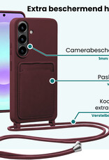 Forterra Forterra Samsung Galaxy A37 Hoesje Pashouder met Koord - Aubergine