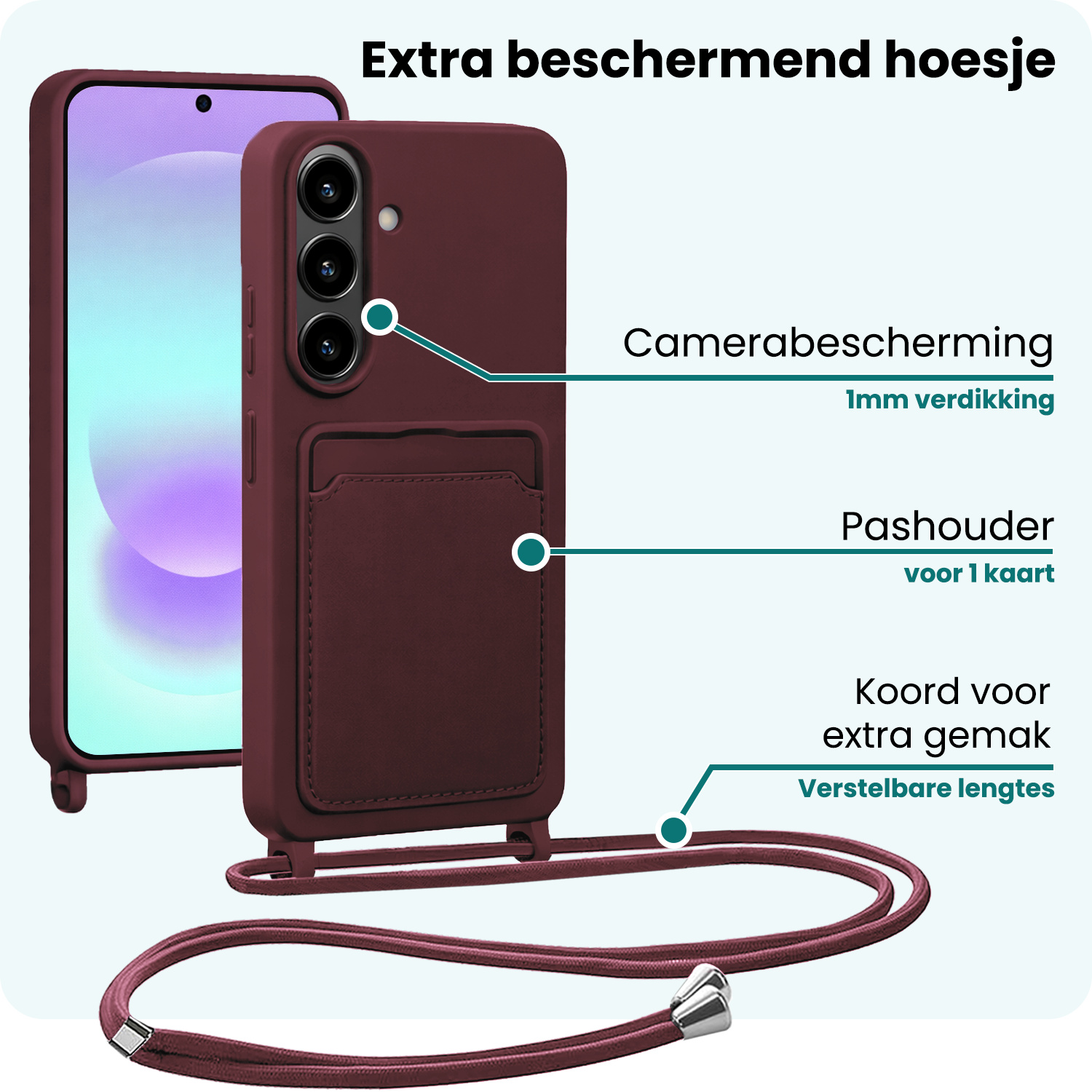 Forterra Forterra Samsung Galaxy A37 Hoesje Pashouder met Koord - Aubergine