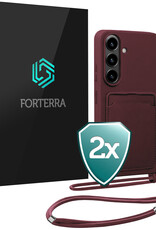 Forterra Forterra Samsung Galaxy A37 Hoesje Pashouder met Koord - Aubergine - 2 PACK