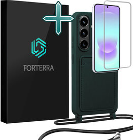 Forterra Forterra Samsung Galaxy A37 Hoesje Pashouder met Koord Met Screenprotector - Donkergroen