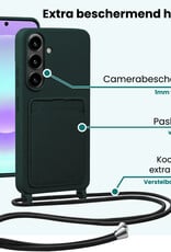 Forterra Forterra Samsung Galaxy A37 Hoesje Pashouder met Koord Met Screenprotector - Donkergroen