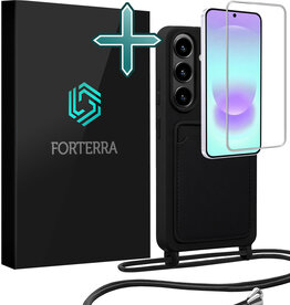 Forterra Forterra Samsung Galaxy A37 Hoesje Pashouder met Koord Met Screenprotector - Zwart