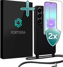 Forterra Forterra Samsung Galaxy A37 Hoesje Pashouder met Koord Met 2x Screenprotector - Zwart