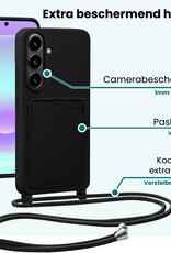 Forterra Forterra Samsung Galaxy A37 Hoesje Pashouder met Koord Met 2x Screenprotector - Zwart