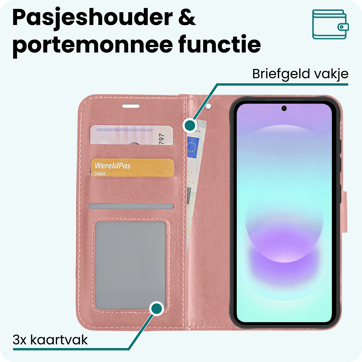 Forterra Forterra Samsung Galaxy A37 Hoesje Bookcase - Rose Goud