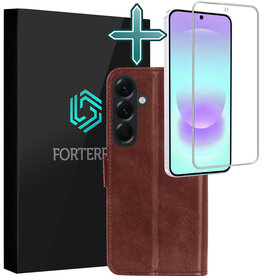 Forterra Forterra Samsung Galaxy A37 Hoesje Bookcase Met Screenprotector - Bruin
