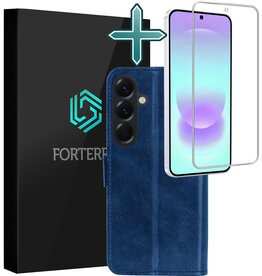 Forterra Forterra Samsung Galaxy A37 Hoesje Bookcase Met Screenprotector - Donkerblauw
