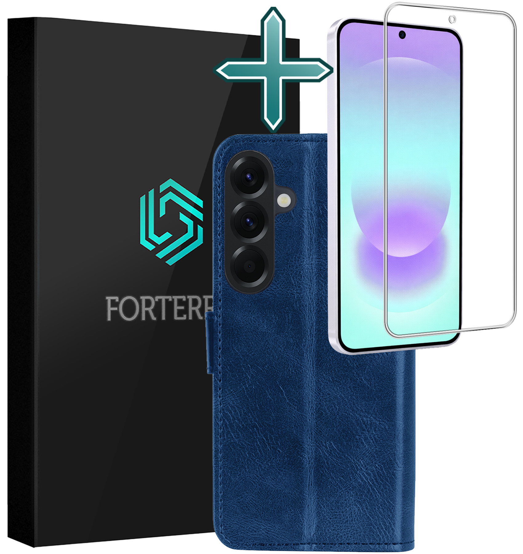 Forterra Forterra Samsung Galaxy A37 Hoesje Bookcase Met Screenprotector - Donkerblauw