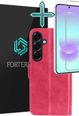 Forterra Forterra Samsung Galaxy A37 Hoesje Bookcase Met Screenprotector - Donkerroze
