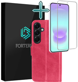Forterra Forterra Samsung Galaxy A37 Hoesje Bookcase Met Screenprotector - Donkerroze