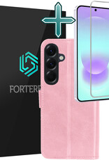 Forterra Forterra Samsung Galaxy A37 Hoesje Bookcase Met Screenprotector - Lichtroze