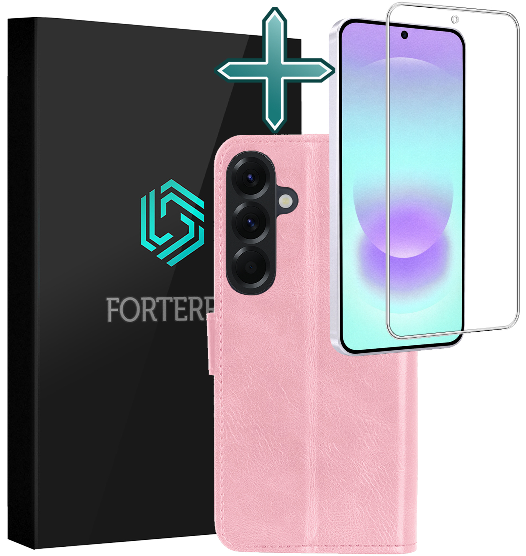 Forterra Forterra Samsung Galaxy A37 Hoesje Bookcase Met Screenprotector - Lichtroze