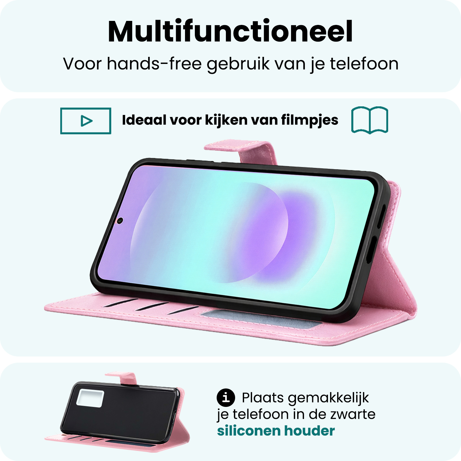 Forterra Forterra Samsung Galaxy A37 Hoesje Bookcase Met Screenprotector - Lichtroze