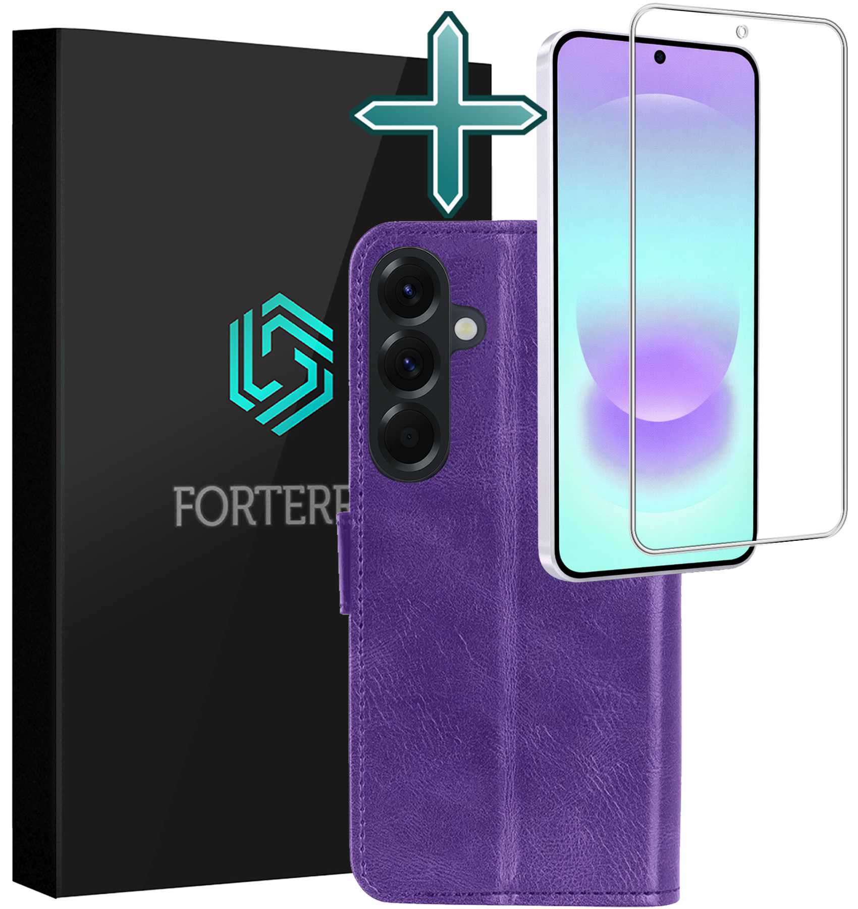 Forterra Forterra Samsung Galaxy A37 Hoesje Bookcase Met Screenprotector - Paars