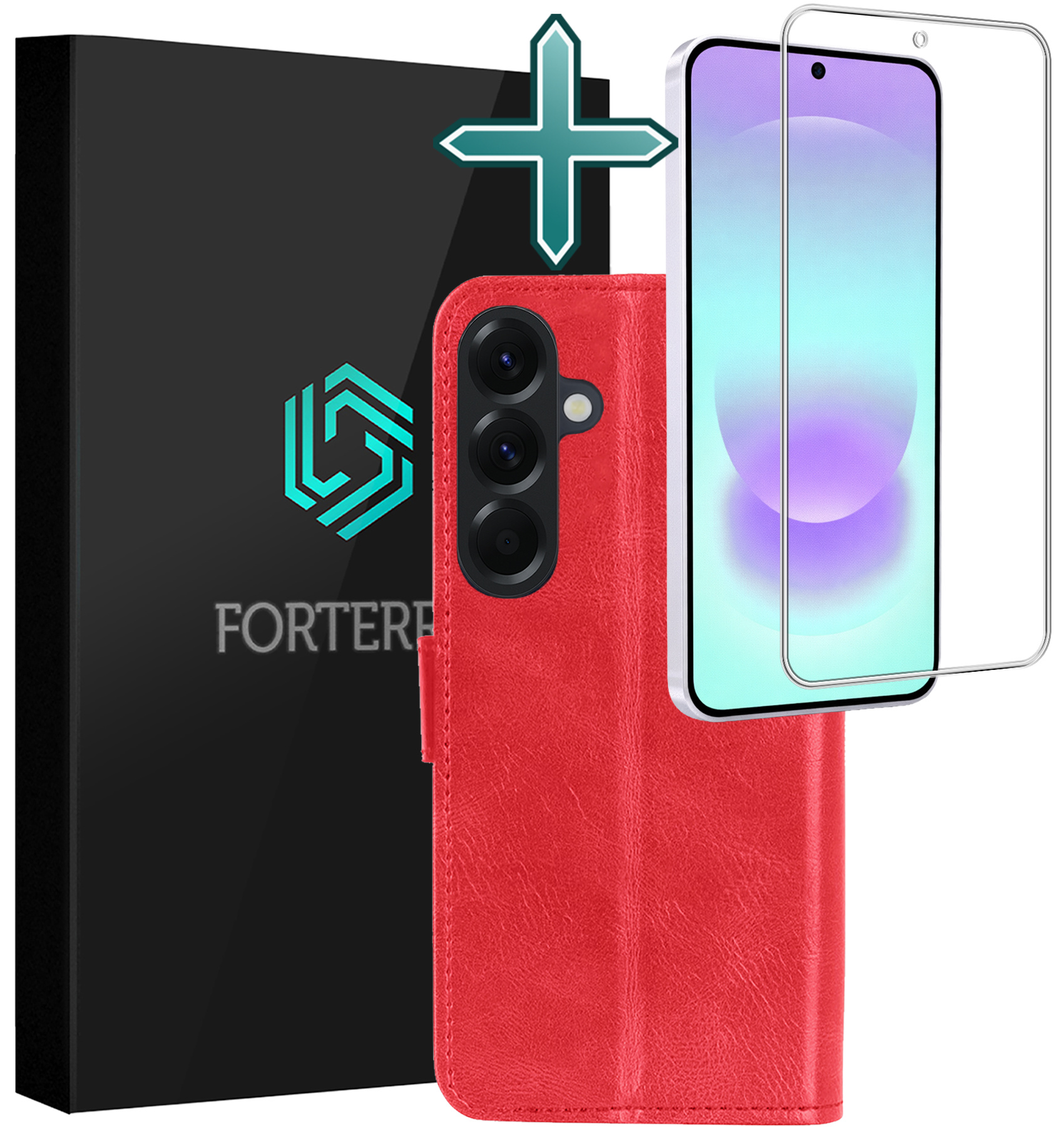 Forterra Forterra Samsung Galaxy A37 Hoesje Bookcase Met Screenprotector - Rood