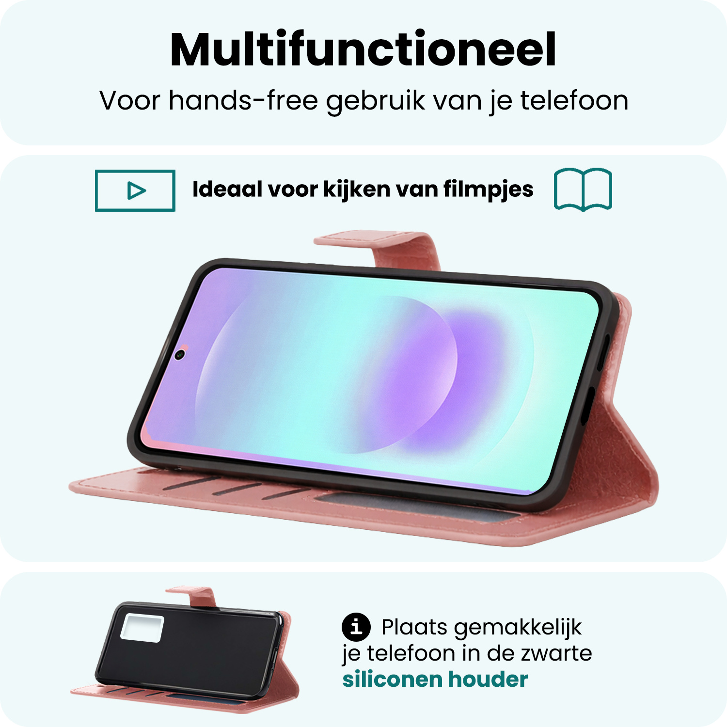 Forterra Forterra Samsung Galaxy A37 Hoesje Bookcase Met Screenprotector - Rose Goud