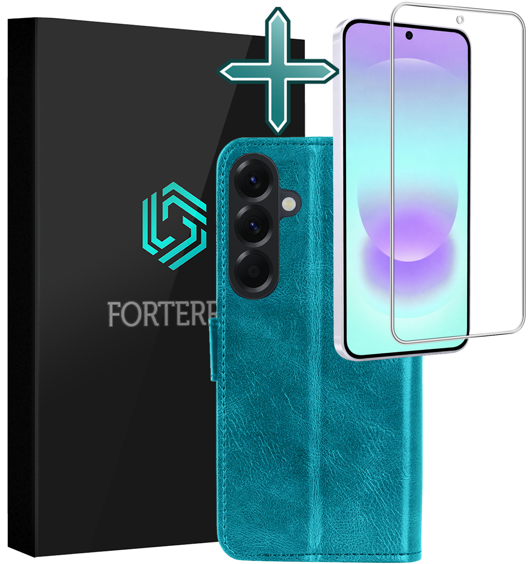 Forterra Forterra Samsung Galaxy A37 Hoesje Bookcase Met Screenprotector - Turquoise