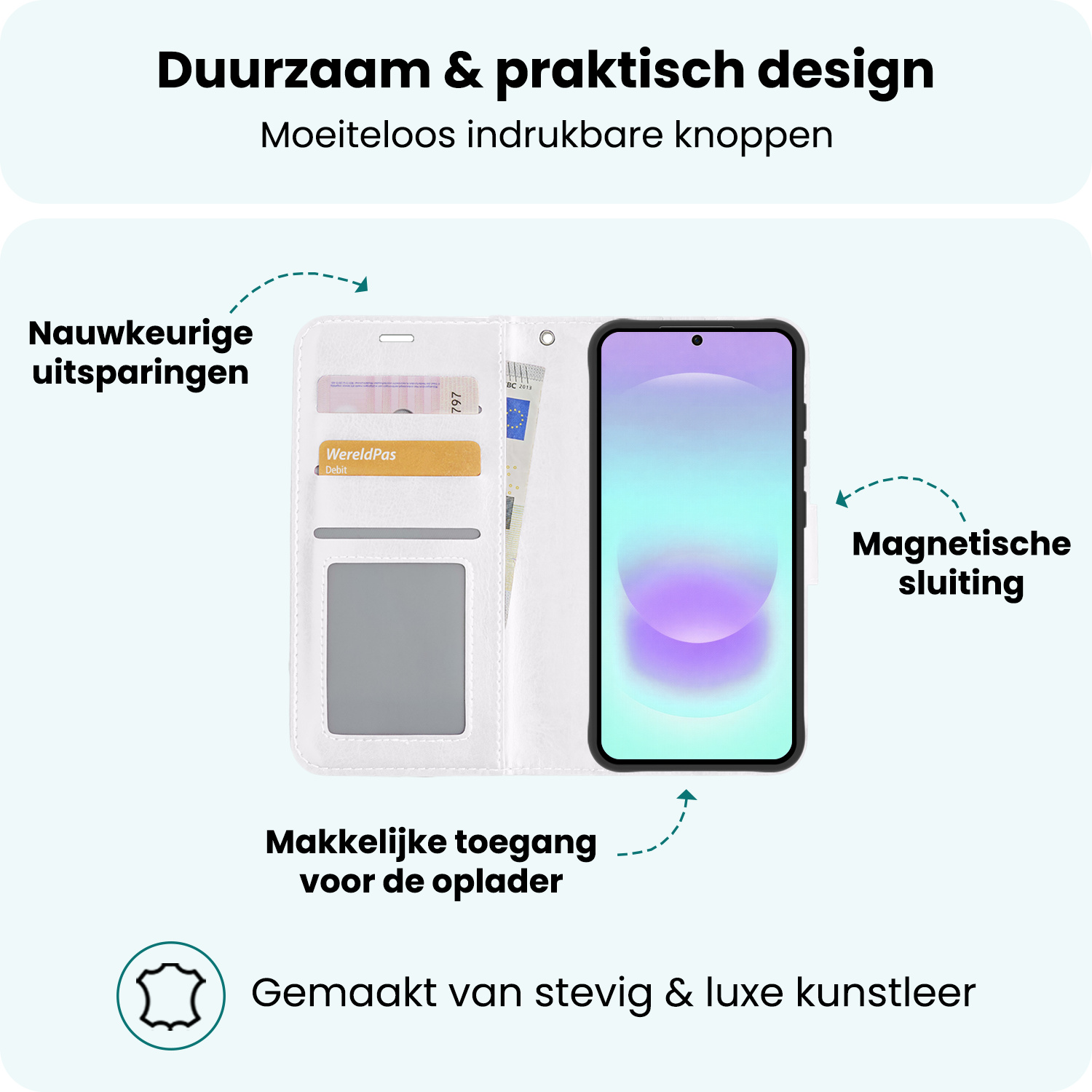 Forterra Forterra Samsung Galaxy A37 Hoesje Bookcase Met Screenprotector - Wit