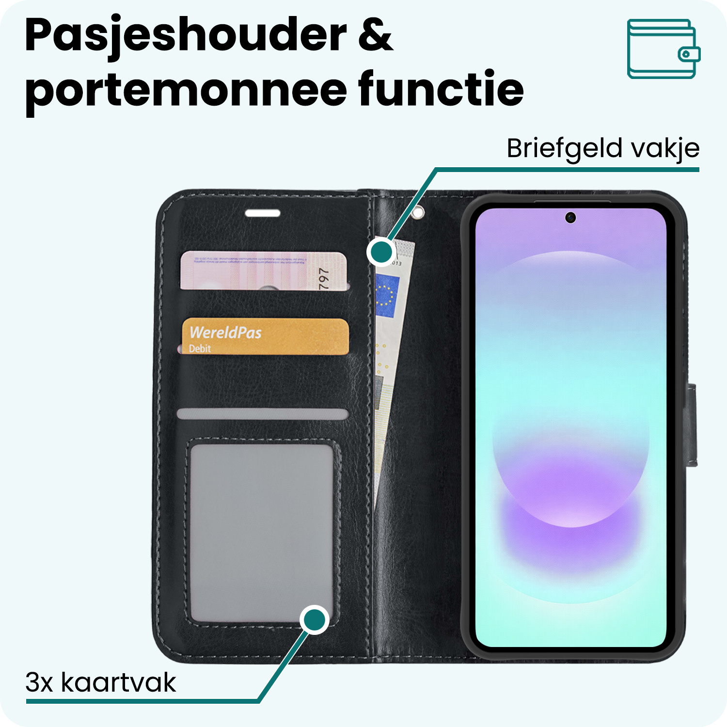 Forterra Forterra Samsung Galaxy A37 Hoesje Bookcase Met Screenprotector - Zwart