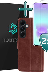 Forterra Forterra Samsung Galaxy A37 Hoesje Bookcase Met 2x Screenprotector - Bruin