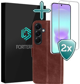 Forterra Forterra Samsung Galaxy A37 Hoesje Bookcase Met 2x Screenprotector - Bruin