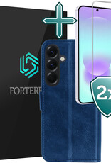 Forterra Forterra Samsung Galaxy A37 Hoesje Bookcase Met 2x Screenprotector - Donkerblauw
