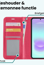 Forterra Forterra Samsung Galaxy A37 Hoesje Bookcase Met 2x Screenprotector - Donkerroze