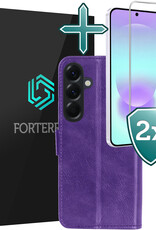 Forterra Forterra Samsung Galaxy A37 Hoesje Bookcase Met 2x Screenprotector - Paars