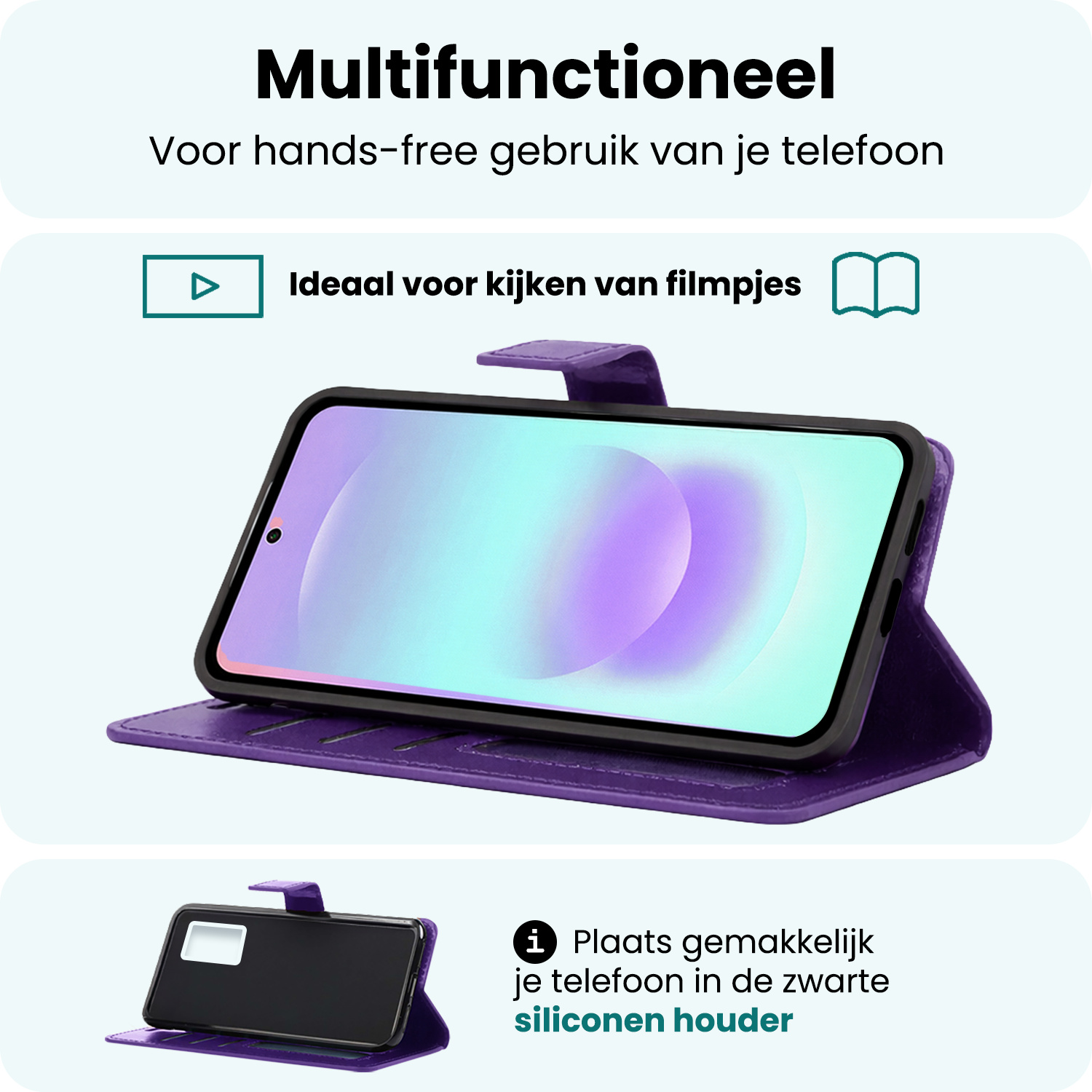 Forterra Forterra Samsung Galaxy A37 Hoesje Bookcase Met 2x Screenprotector - Paars